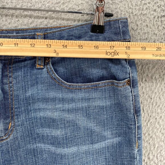 Chicos Jeans Womens 2 US 12 Blue Platinum Straight Leg Distressed Denim Stretch - Picture 7 of 11